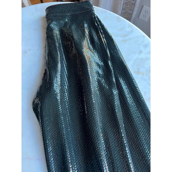 AllSaints Blue Petrol Sequin Leanna Trouser Pants - Picture 6 of 13